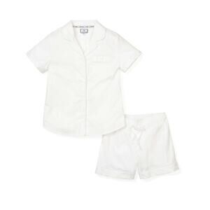 NWT Petite Plum kids unisex classic white short set pajama